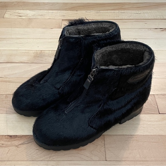 Vtg Pajar Black Seal Skin Genuine Shearling Lining Zip Ankle Boots - Sz 6.5 - Picture 5 of 14
